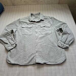Eddie Bauer Flannel Shirrt Mens XXL Gray Long Sleeve Button Down Shirt Gorp